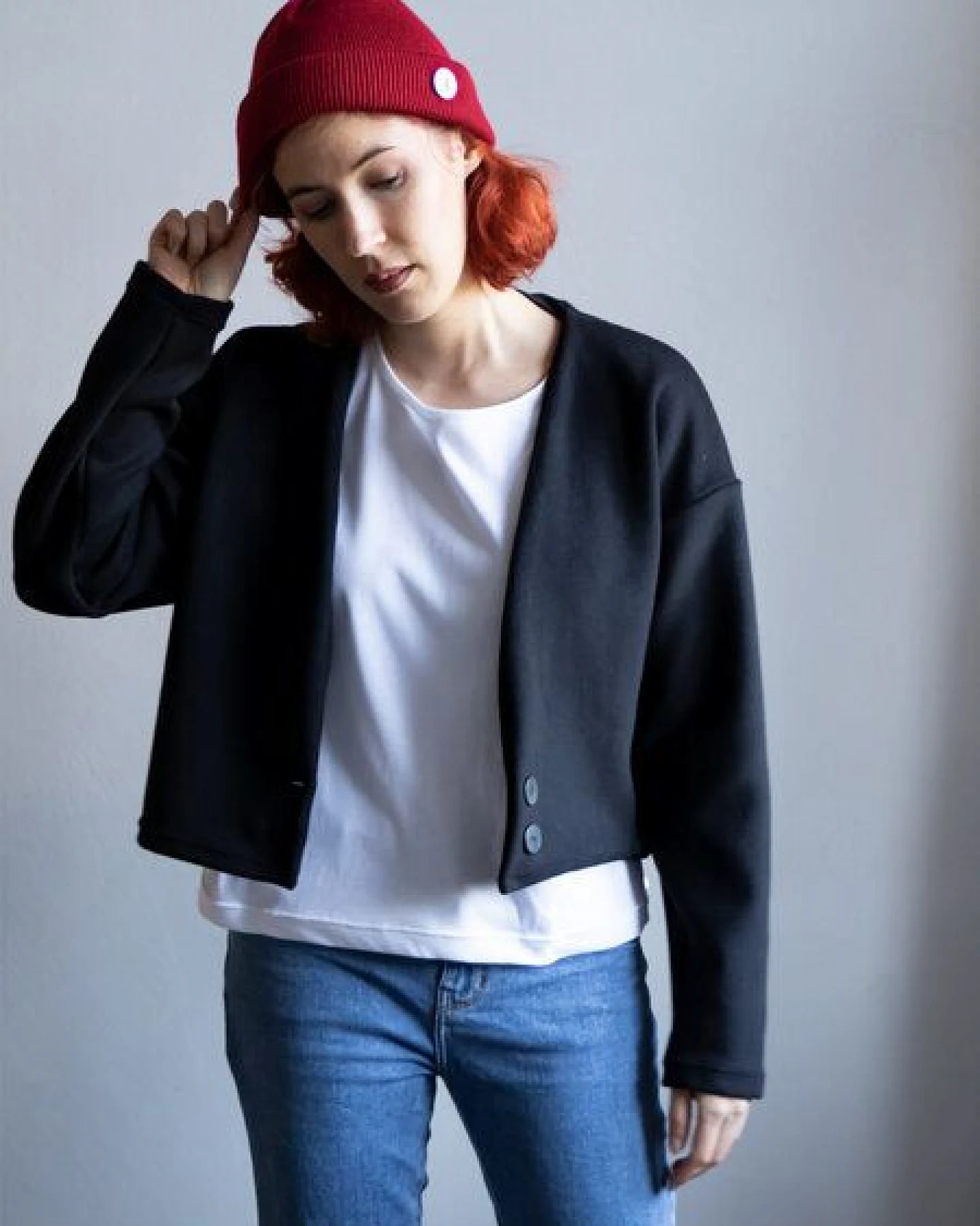 Ecostories Cardigan Wasserburg aus 100% kbt Bio-Merinowalk – Ansicht 2