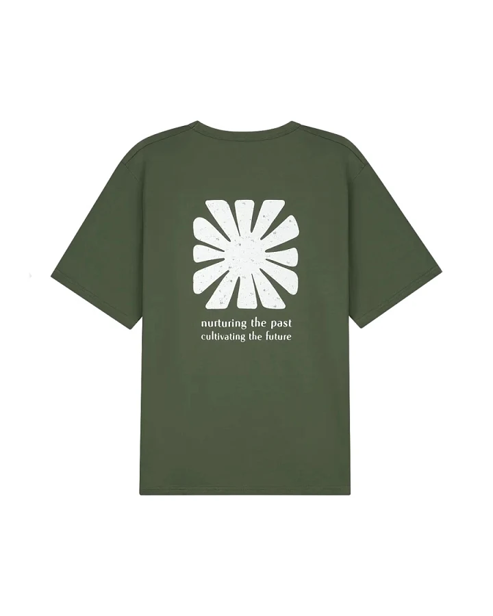 Kuyichi Herren vegan T-Shirt Liam Bedruckt Moosgrün