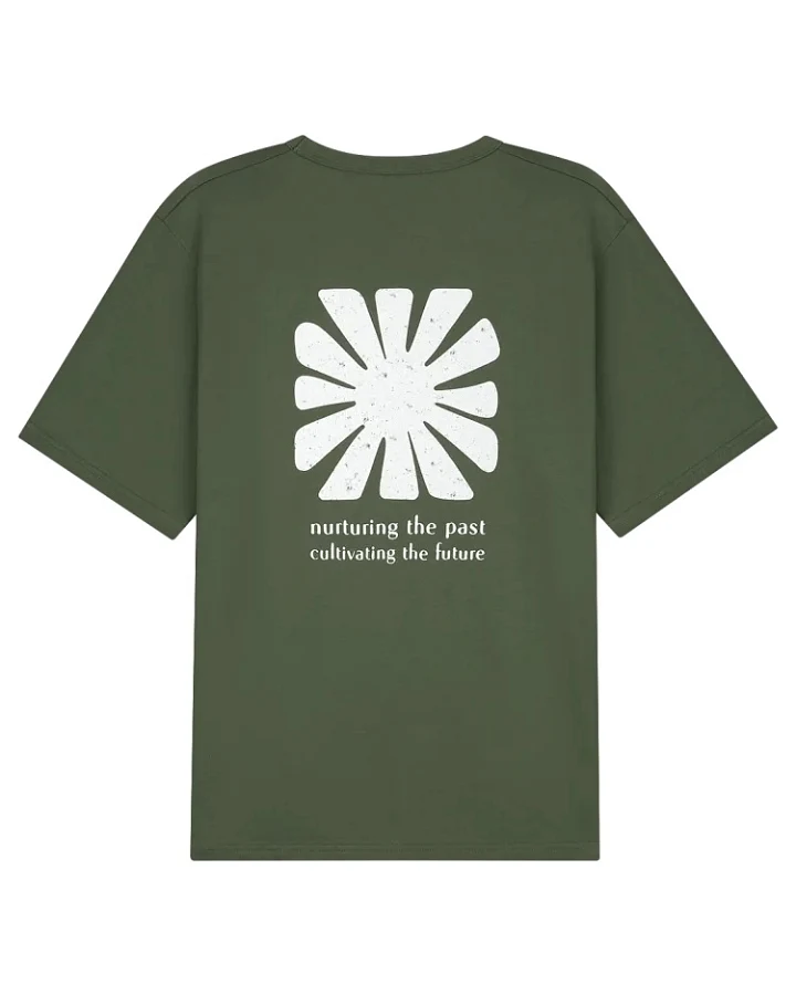 Kuyichi Herren vegan T-Shirt Liam Bedruckt Moosgrün
