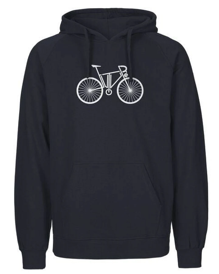 HANDGEDRUCKT "FutureBike" Männer Hoody aus reiner Biobaumwolle (kbA)