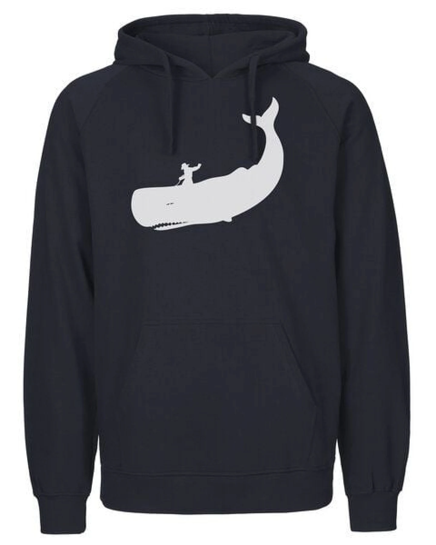 HANDGEDRUCKT "Cowboy und Wal" Männer Hoody aus reiner Biobaumwolle (kbA) – Ansicht 4