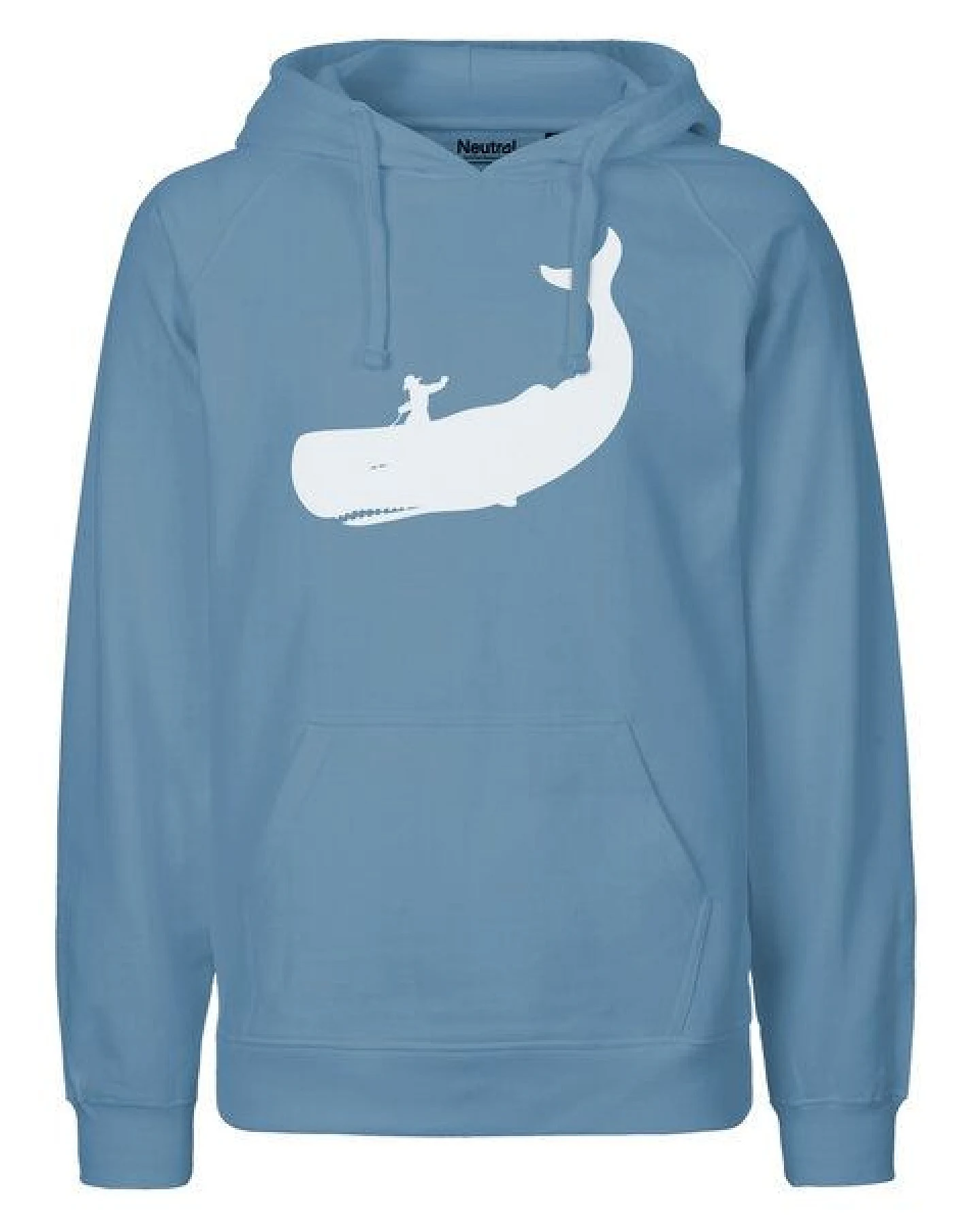 HANDGEDRUCKT "Cowboy und Wal" Männer Hoody aus reiner Biobaumwolle (kbA) – Ansicht 4