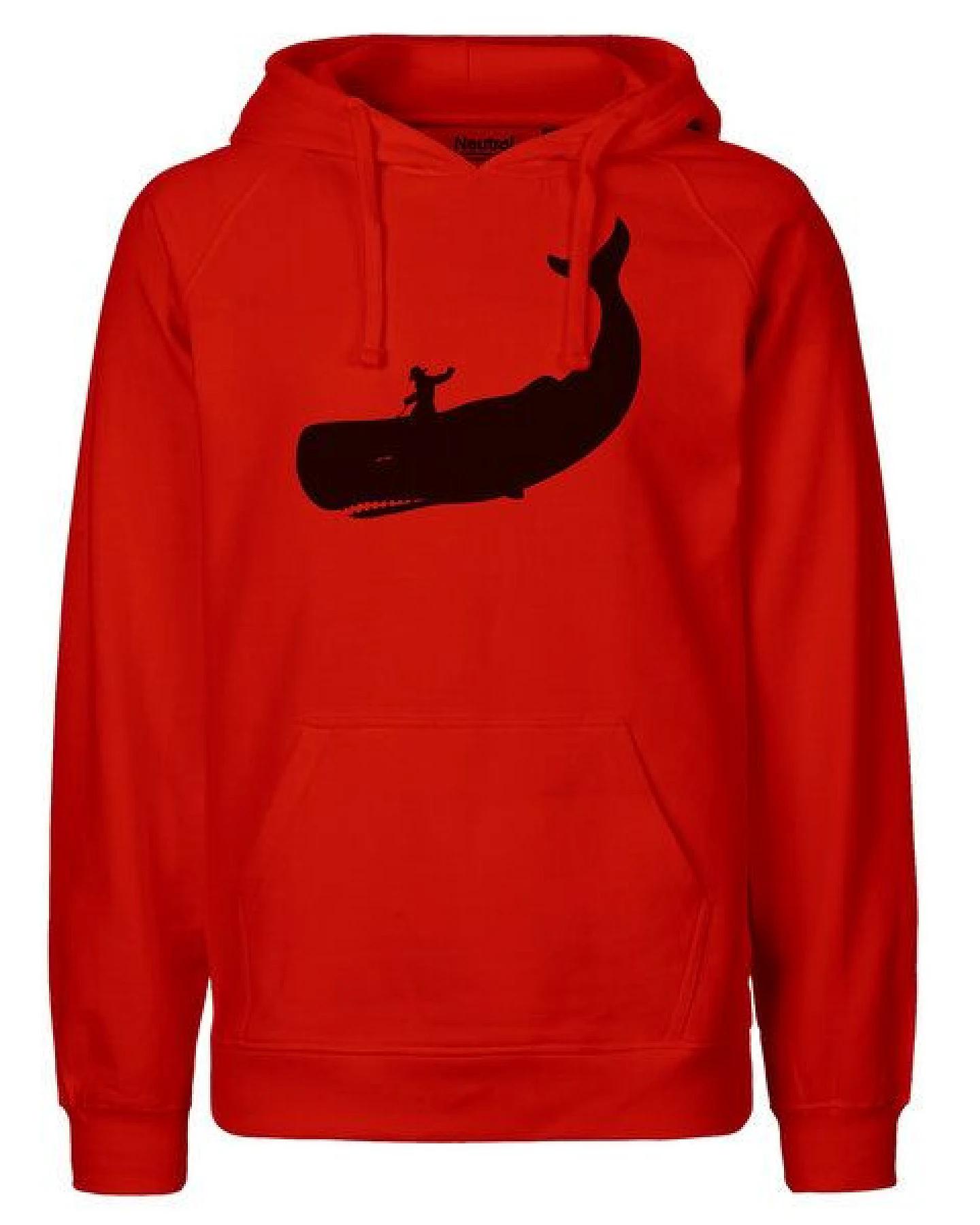 HANDGEDRUCKT "Cowboy und Wal" Männer Hoody aus reiner Biobaumwolle (kbA) – Ansicht 4