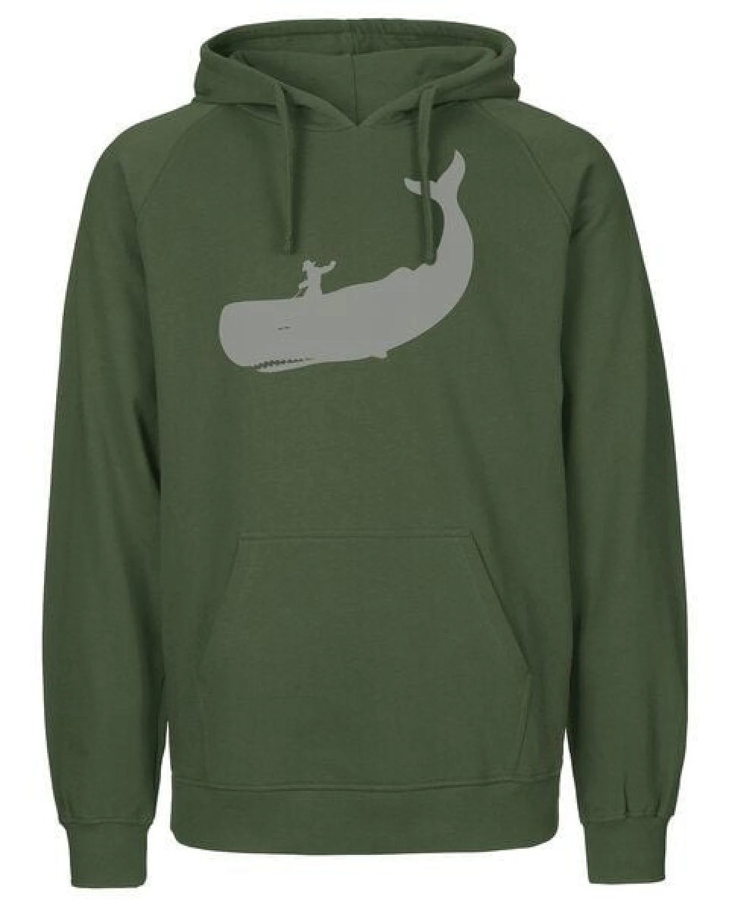 HANDGEDRUCKT "Cowboy und Wal" Männer Hoody aus reiner Biobaumwolle (kbA) – Ansicht 4