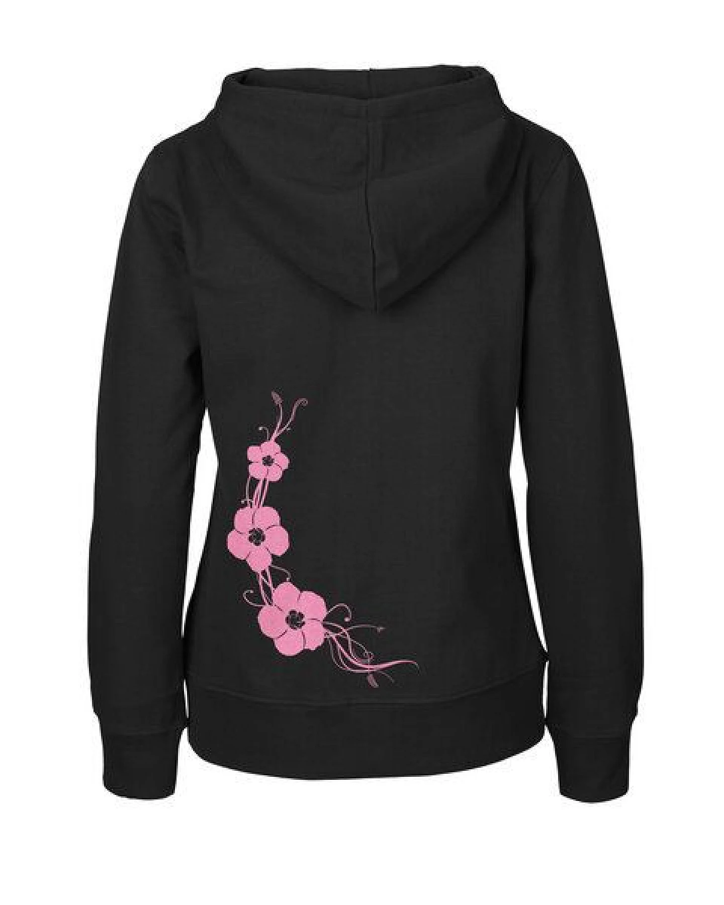 HANDGEDRUCKT "Hibisken" Frauen Zip-HOODY aus reiner Biobaumwolle (kbA) – Ansicht 2