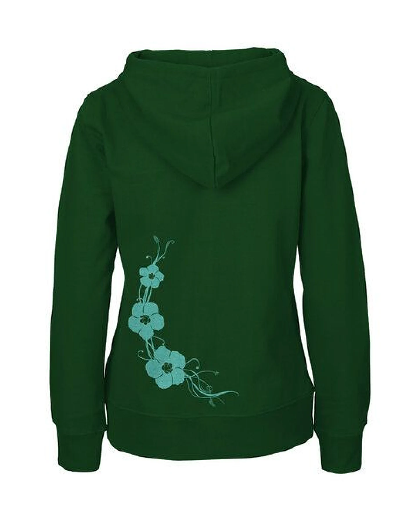 HANDGEDRUCKT "Hibisken" Frauen Zip-HOODY aus reiner Biobaumwolle (kbA) – Ansicht 2