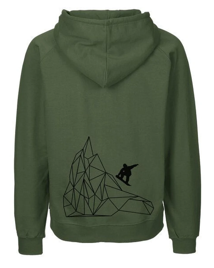 HANDGEDRUCKT "Origamipiste" Männer Zip Hoody aus reiner Biobaumwolle (kbA)