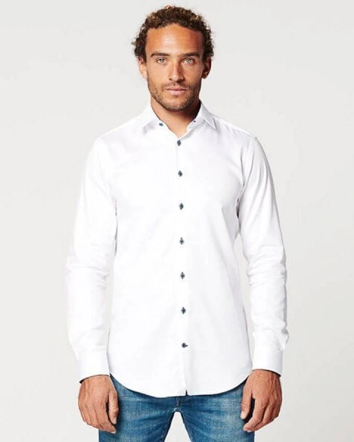 SKOT Fashion Nachhaltige Langarm Herren Hemd Circular White Contrast