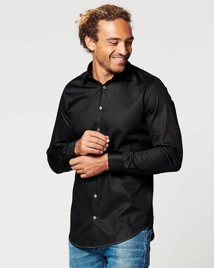 SKOT Fashion Nachhaltige Langarm Herren Hemd Circular Black