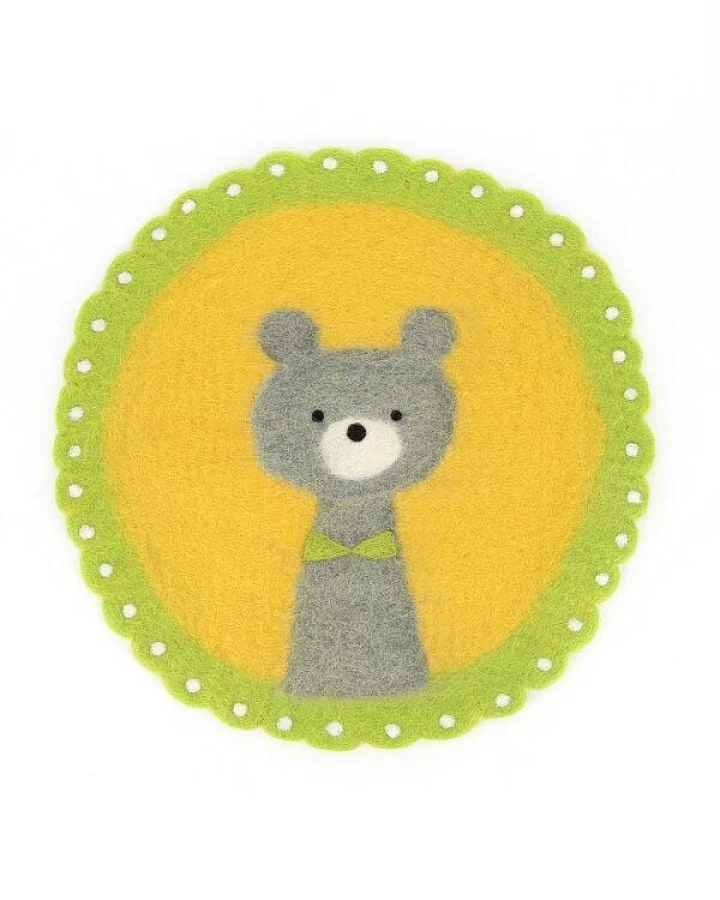 GLOBO Fair Trade Sitzkissen /Tischset BÄR aus Wollfilz