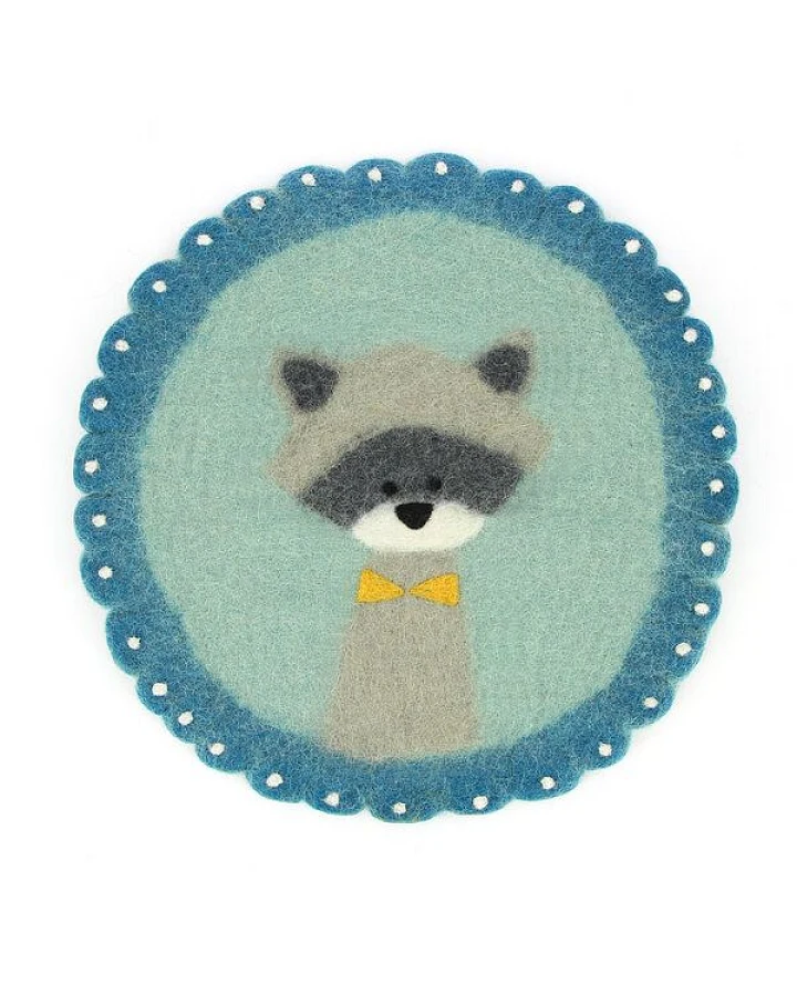 GLOBO Fair Trade Sitzkissen /Tischset WASCHBÄR aus Wollfilz