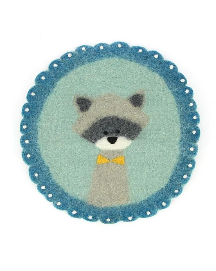 GLOBO Fair Trade Sitzkissen /Tischset WASCHBÄR aus Wollfilz