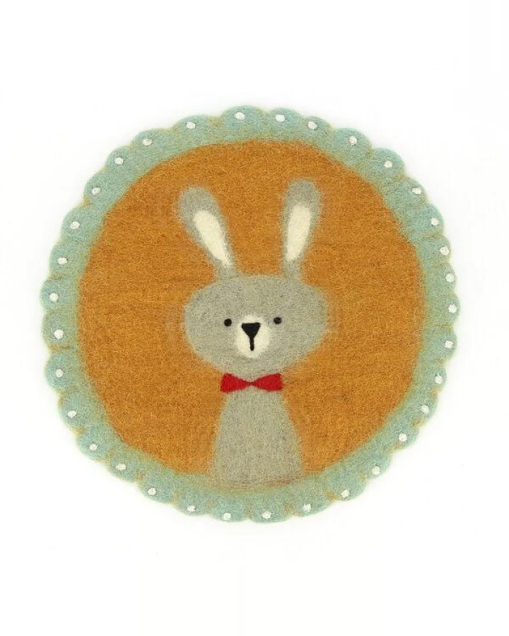 GLOBO Fair Trade Sitzkissen /Tischset HASE aus Wollfilz