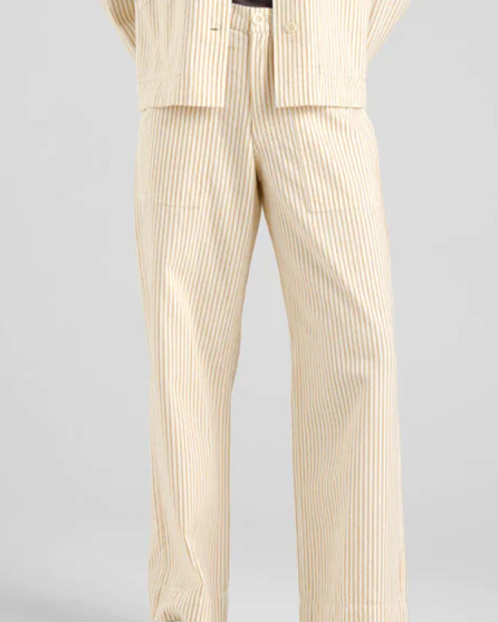 DEDICATED Damen vegan Hose Work Vara Stripe Gelb