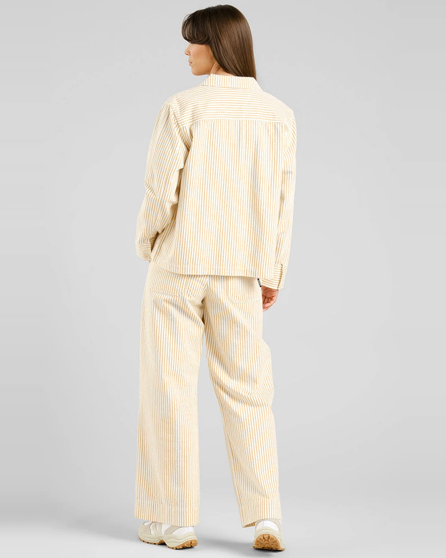 DEDICATED Damen vegan Hose Work Vara Stripe Gelb – Ansicht 2