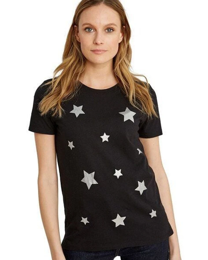 People Tree Damen-T-Shirt "Scatterd Stars Tee" in Schwarz