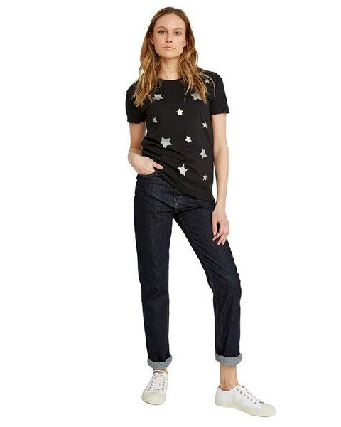 People Tree Damen-T-Shirt "Scatterd Stars Tee" in Schwarz – Ansicht 2