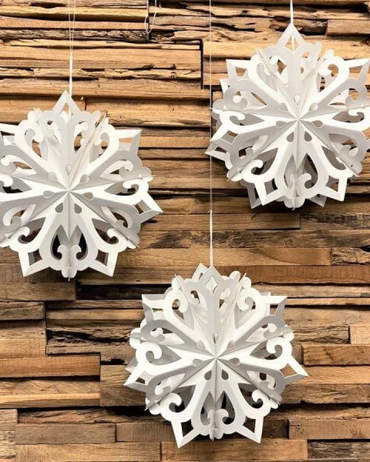 MoreThanHip Weihnachtsstern weißes Papier Ø25 cm Kamala Small - 3er-Set