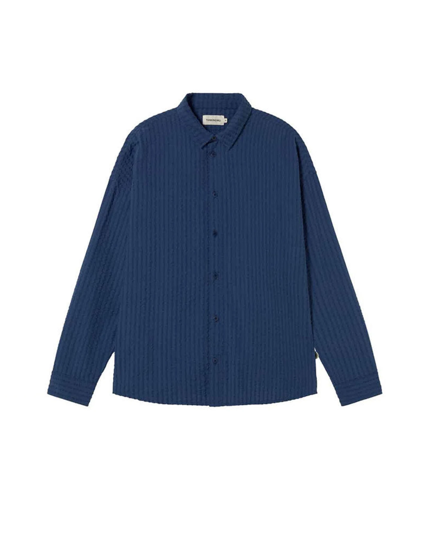Thinking MU Herren vegan Hemd Seersucker Haru Blau – Ansicht 2