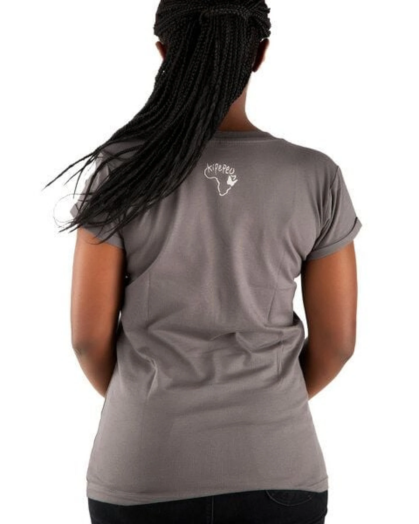 Kipepeo-Clothing Damen T-Shirt aus Bio-Baumwolle „Elephant“ Dunkelgrau – Ansicht 4