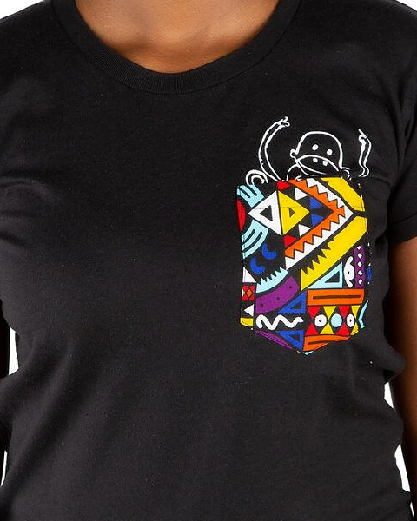 Kipepeo-Clothing Damen T-Shirt aus Bio-Baumwolle mit Brusttasche NYANI Made in Kenya – Ansicht 2