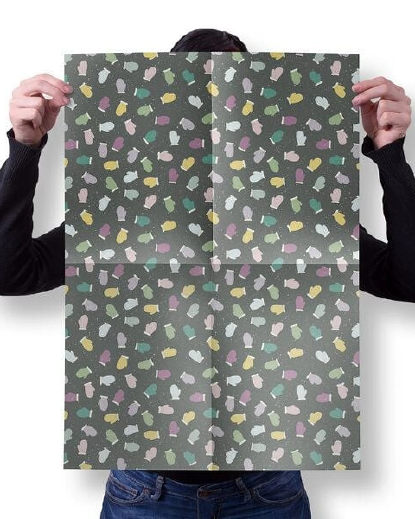 dabelino Geschenkpapier Set: Weihnachten "Handschuhe/ Pünktchen lila, schwarz-bunt" – Ansicht 3