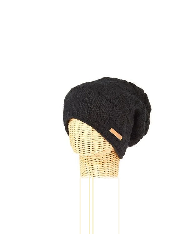short'n'pietz Schurwollmütze mit Schachbrettmuster, handgestrickt