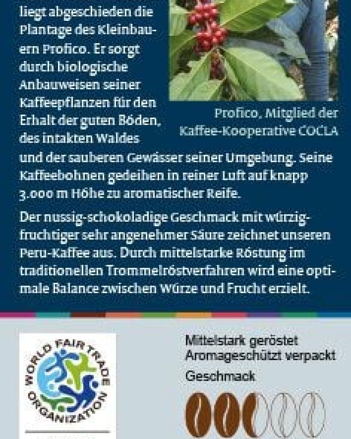 GLOBO Fair Trade Bio-Espresso COCLA PERU, gemahlen oder ganze Bohne – Ansicht 2