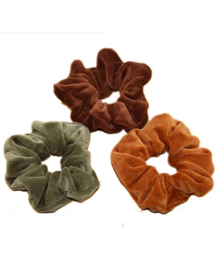 Frija Omina Scrunchies Nickisamt - Haargummis im 3er Set