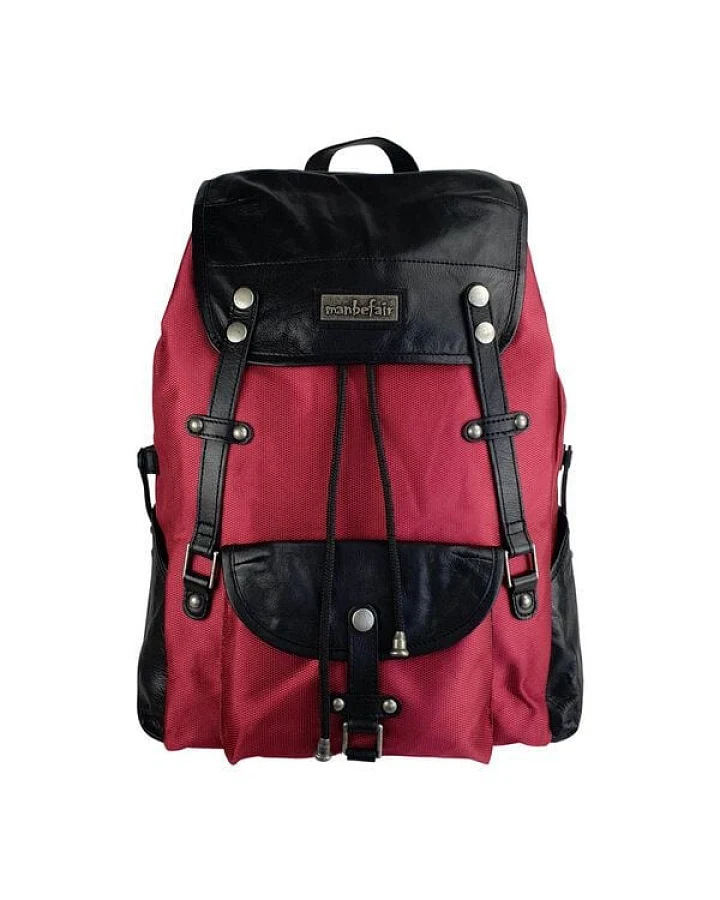 manbefair Robuster Laptop Rucksack Athena aus recyceltem Nylon Gewebe und Rinds-Leder
