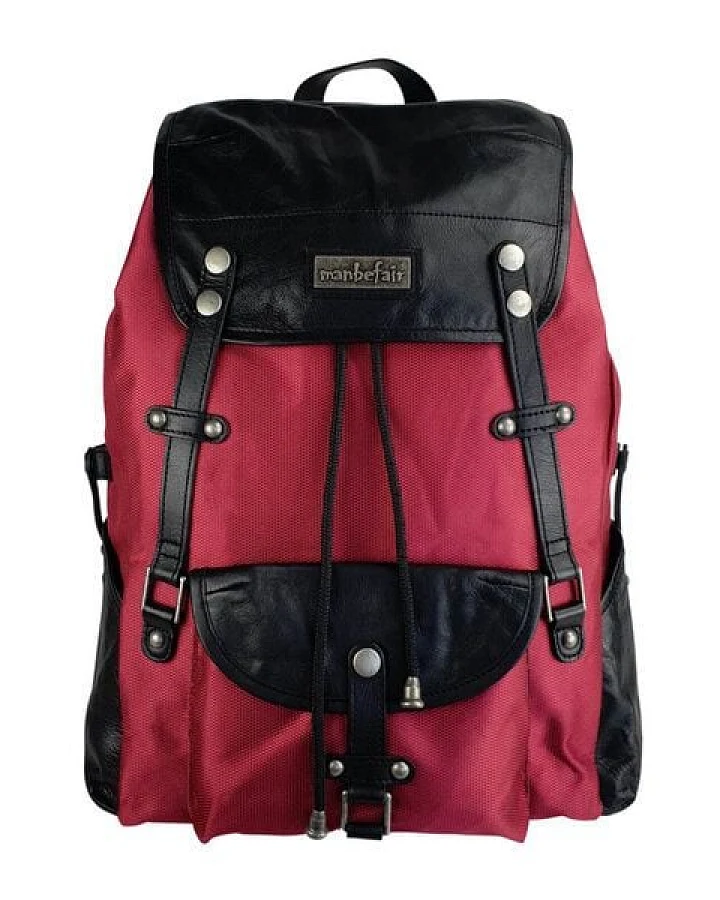 manbefair Robuster Laptop Rucksack Athena aus recyceltem Nylon Gewebe und Rinds-Leder