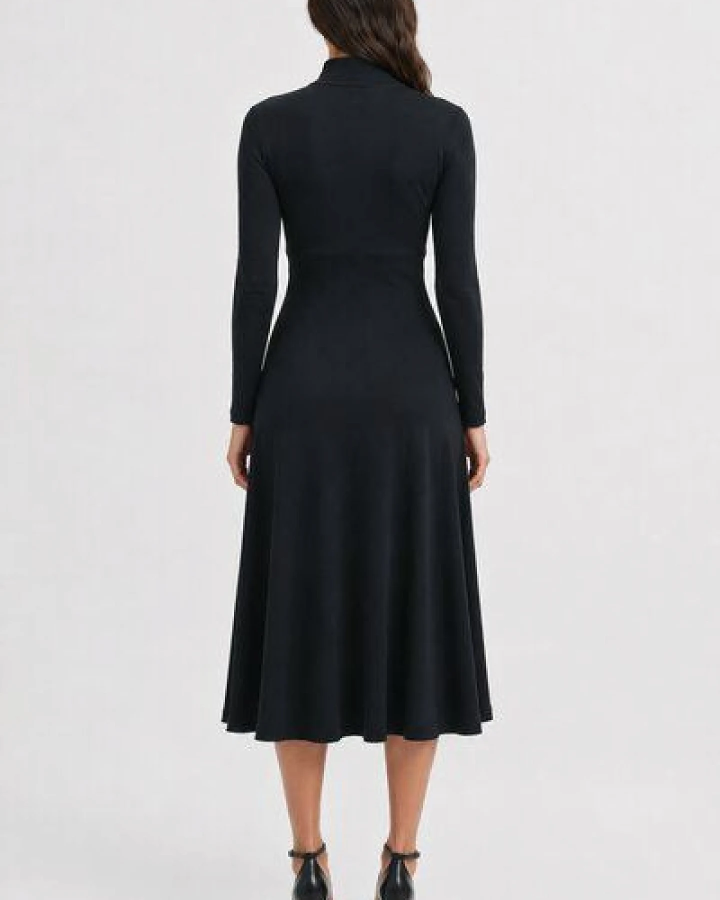 Studio Hertzberg Winterkleid CLE-OO mit Stehkragen und langen Schlitzen aus Bio Baumwolle – Ansicht 4