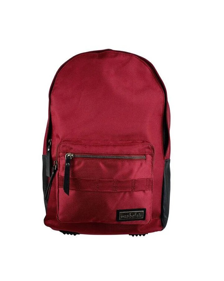 manbefair Klassischer City Rucksack Bergen aus recyceltem Nylon Gewebe und Rinds-Leder
