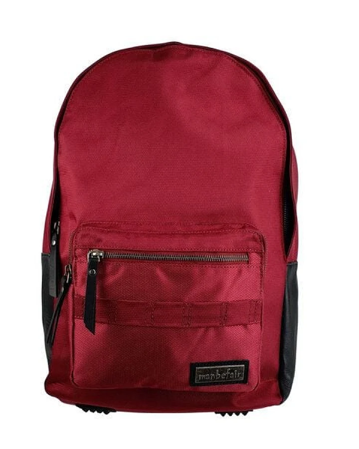 manbefair Klassischer City Rucksack Bergen aus recyceltem Nylon Gewebe und Rinds-Leder