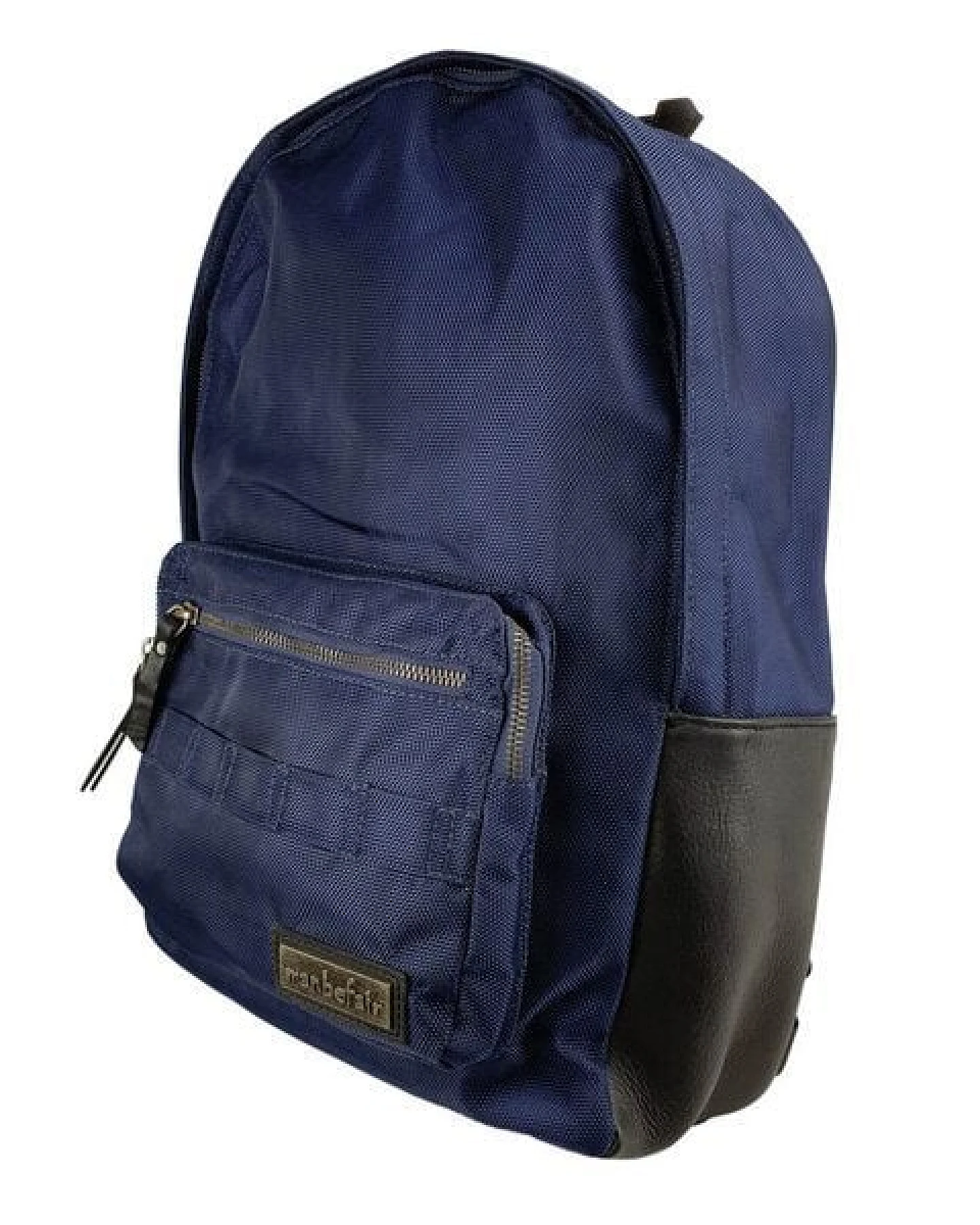 manbefair Klassischer City Rucksack Bergen aus recyceltem Nylon Gewebe und Rinds-Leder – Ansicht 4
