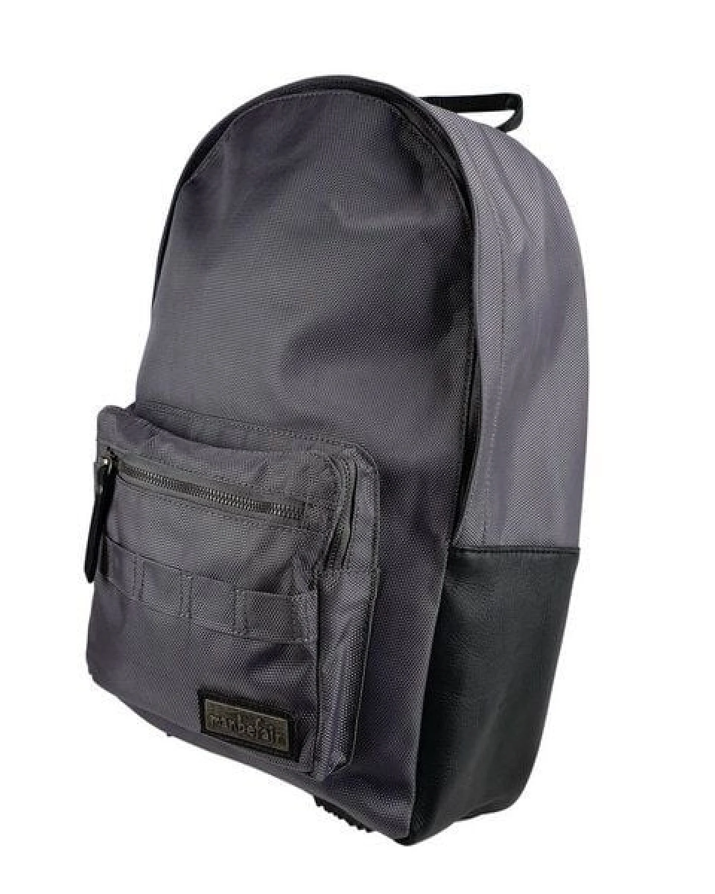 manbefair Klassischer City Rucksack Bergen aus recyceltem Nylon Gewebe und Rinds-Leder – Ansicht 4