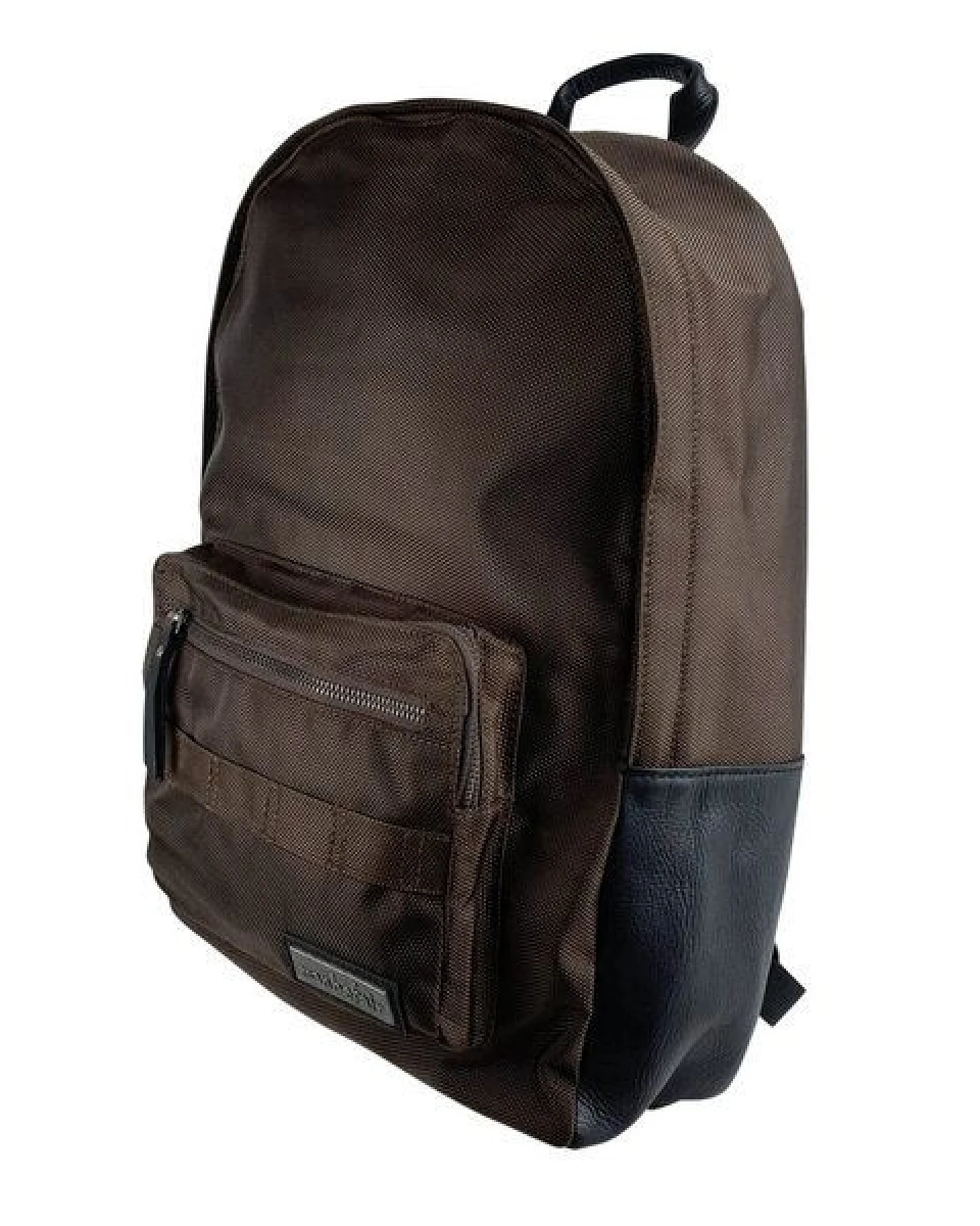 manbefair Klassischer City Rucksack Bergen aus recyceltem Nylon Gewebe und Rinds-Leder – Ansicht 4