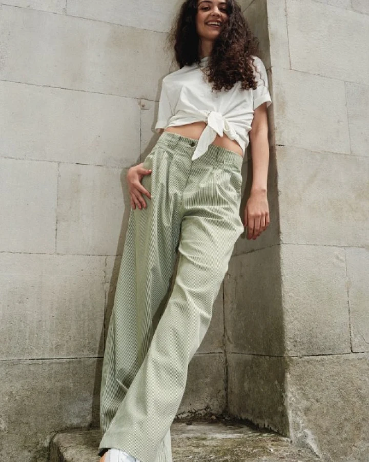 KOMODO Damen vegan Hose Lola Grün Gestreift