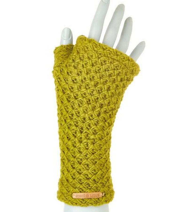short'n'pietz Schurwollhandstulpen mit Wabenstrickmuster, handgestrickt