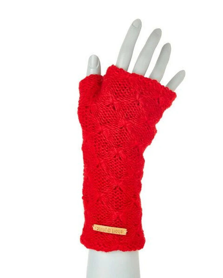 short'n'pietz Schurwollhandstulpen mit Rautenstrickmuster, handgestrickt