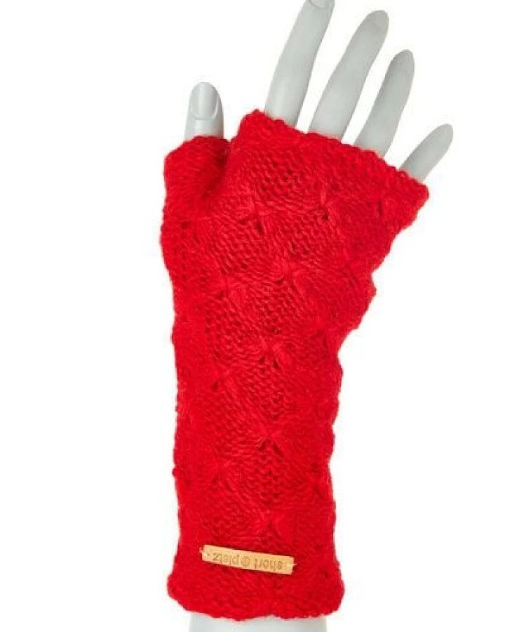 short'n'pietz Schurwollhandstulpen mit Rautenstrickmuster, handgestrickt