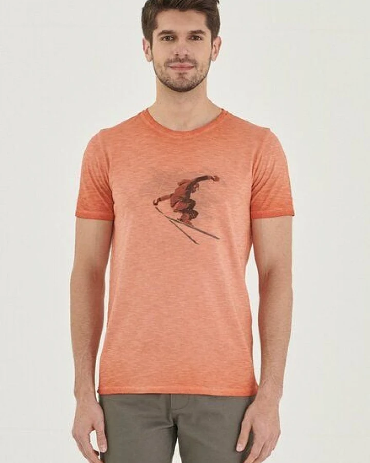 ORGANICATION Garment Dyed T-Shirt aus Bio-Baumwolle mit Print