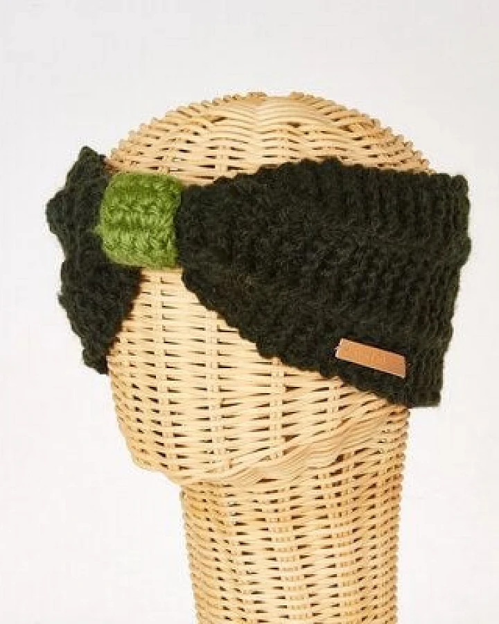 short'n'pietz Schurwollstirnband zweifarbig mit Knoten, handgestrickt