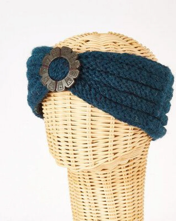 short'n'pietz Schurwollstirnband Rippstrick mit Knopf aus Kokosnussholz, handgestrickt