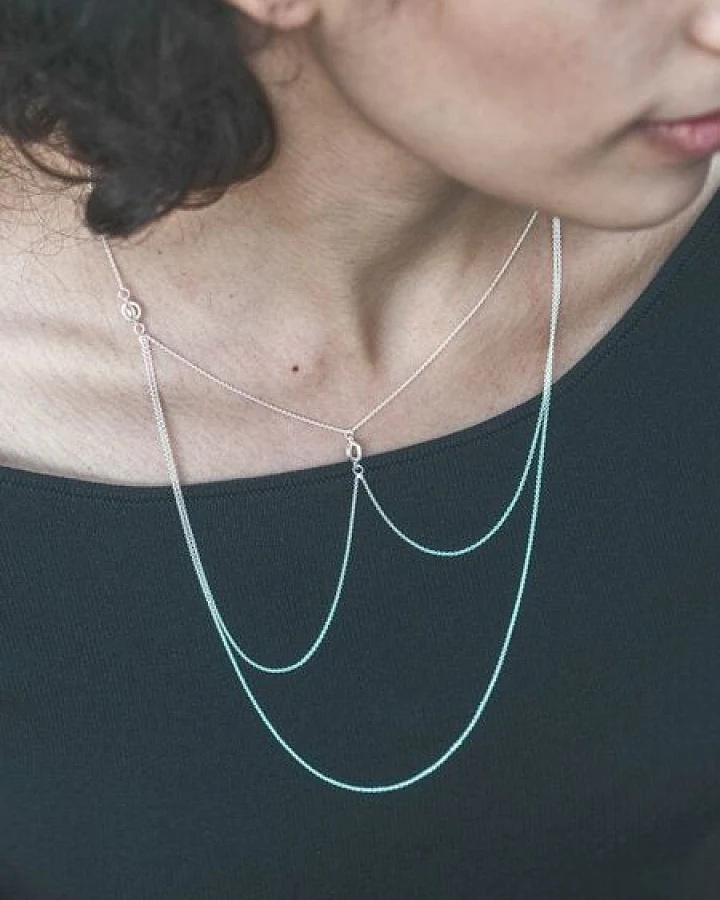Jonathan Radetz Jewellery Collier KISSKISS, Silber 925, Sterlingsilber, Länge 63 cm, Handmade in Germany