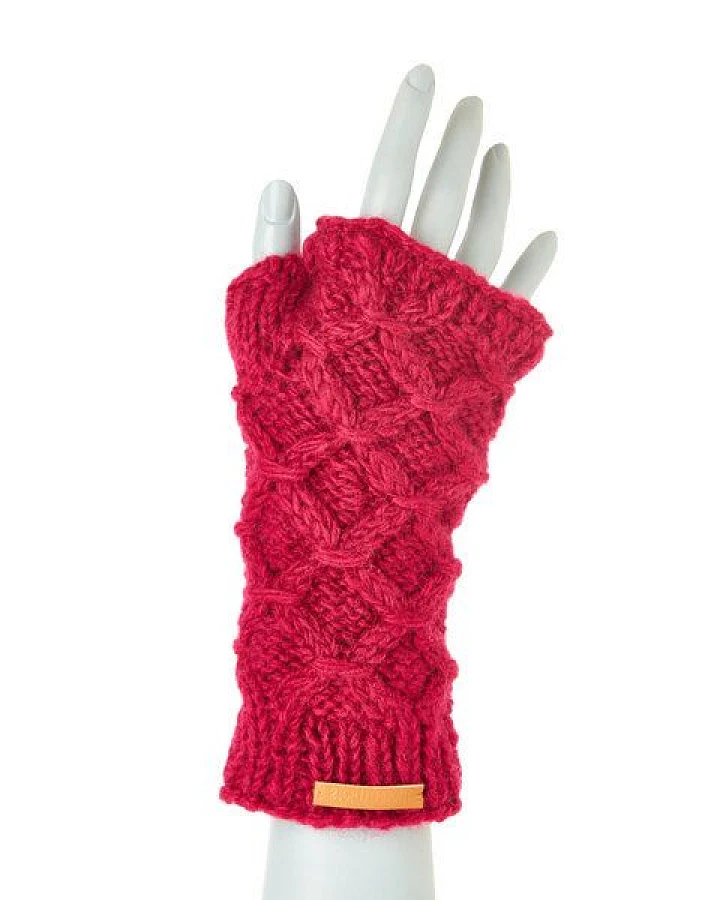 short'n'pietz Schurwollhandstulpen mit Rautenzopfstrickmuster, handgestrickt