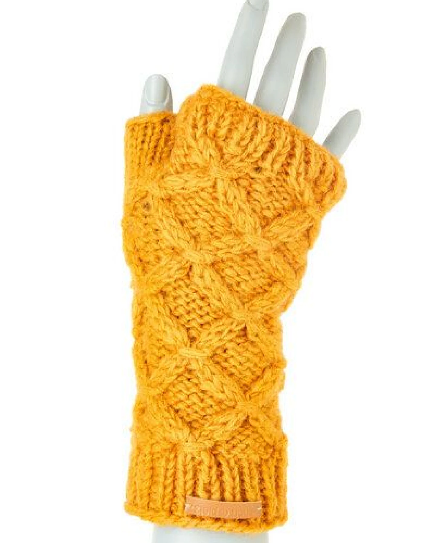 short'n'pietz Schurwollhandstulpen mit Rautenzopfstrickmuster, handgestrickt – Ansicht 4
