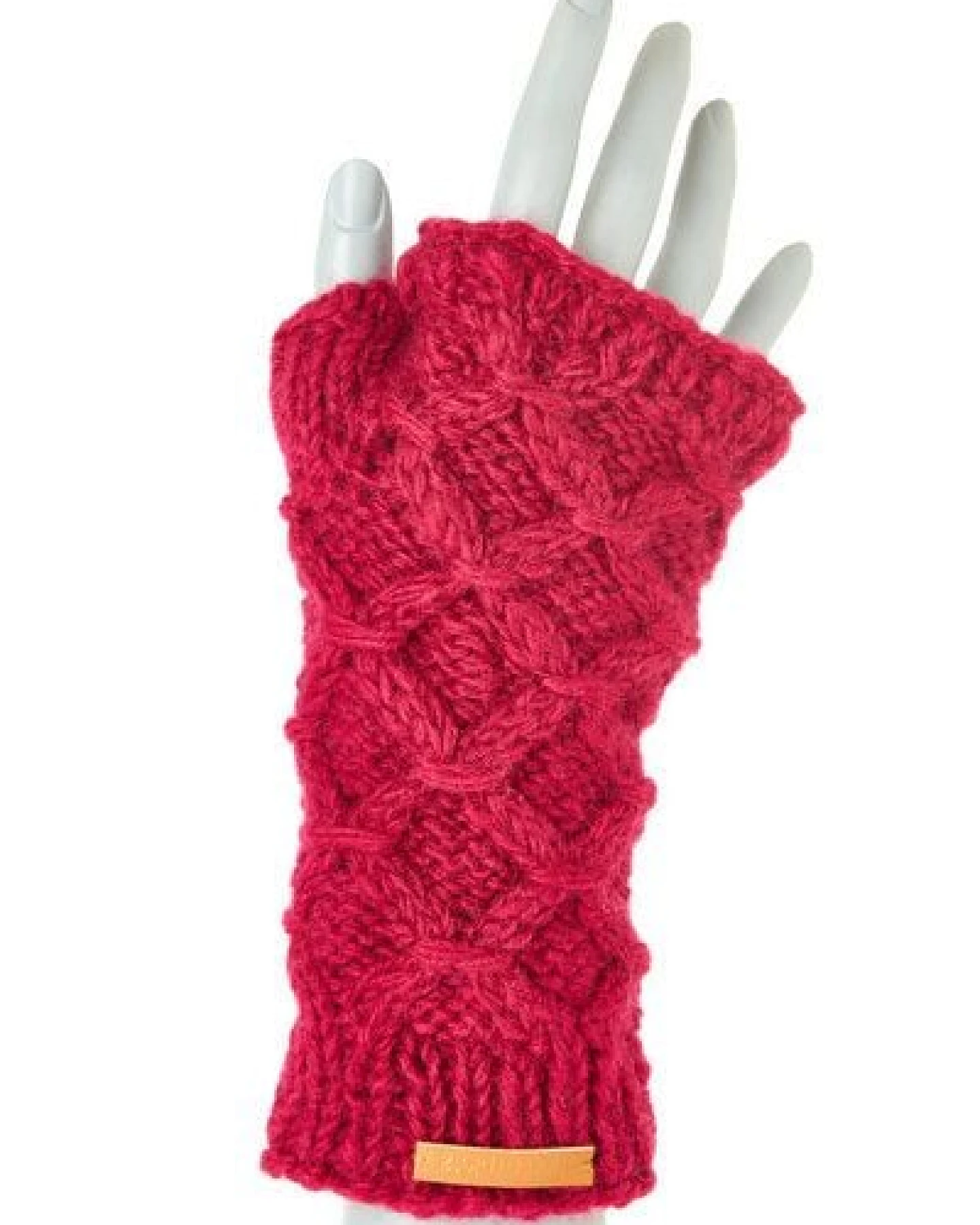 short'n'pietz Schurwollhandstulpen mit Rautenzopfstrickmuster, handgestrickt – Ansicht 2