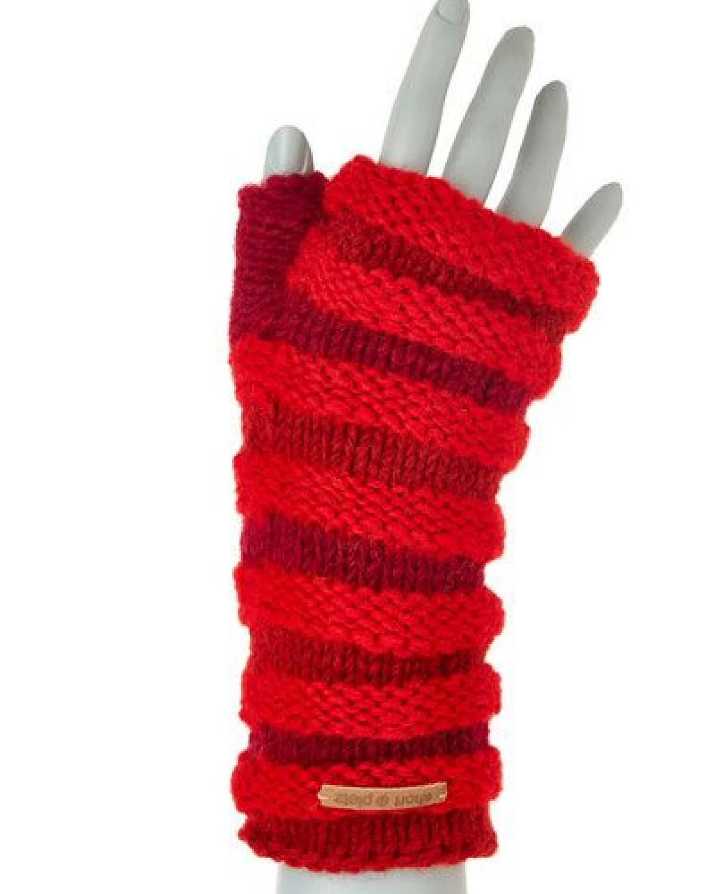 short'n'pietz Schurwollhandstulpen in Streifenmuster, handgestrickt – Ansicht 3