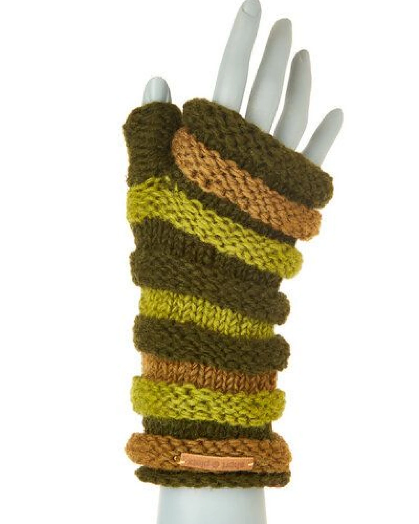 short'n'pietz Schurwollhandstulpen in Streifenmuster, handgestrickt – Ansicht 4